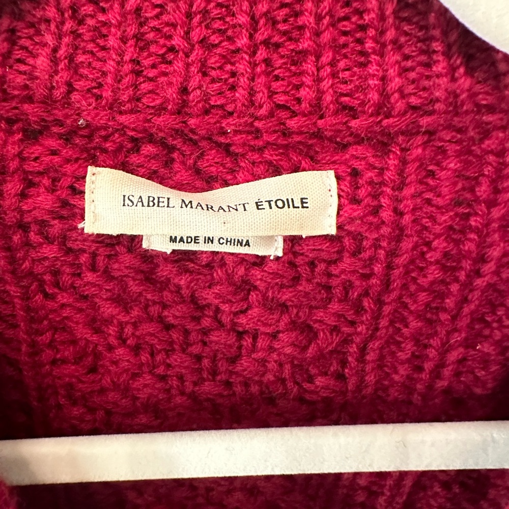 Isabel Marant Red Cable Knit Crewneck Sweater - Picture 2 of 3